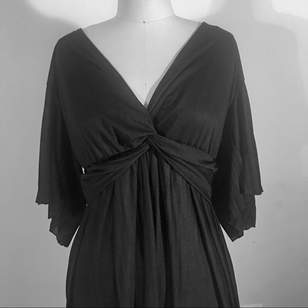 Asos black front twist midi dress (NEW)